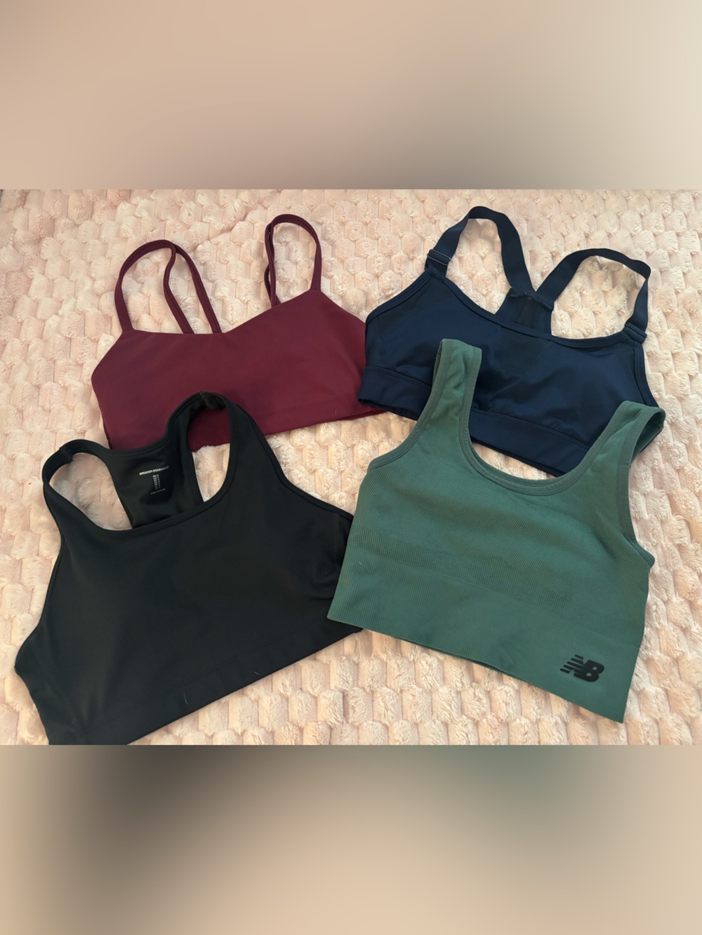 Bundle of four Women's Sports Bra in Black, Forest Green, Navy & Burgundy